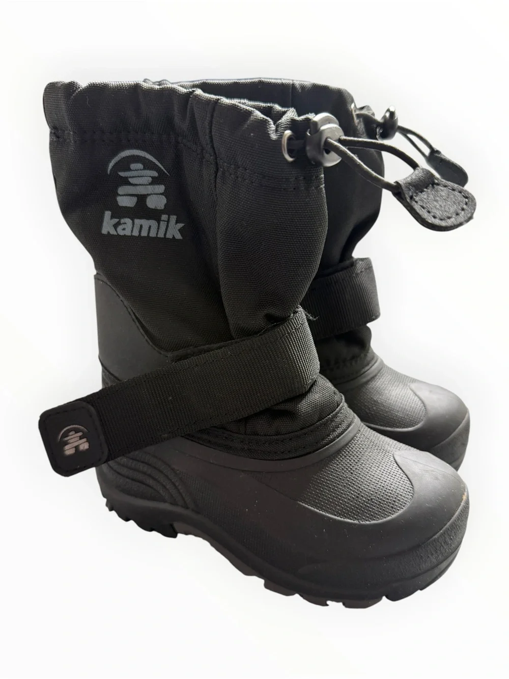 Kamik Snow Boots Kids Black Waterproof Insulated Hook Loop Winter Size 9